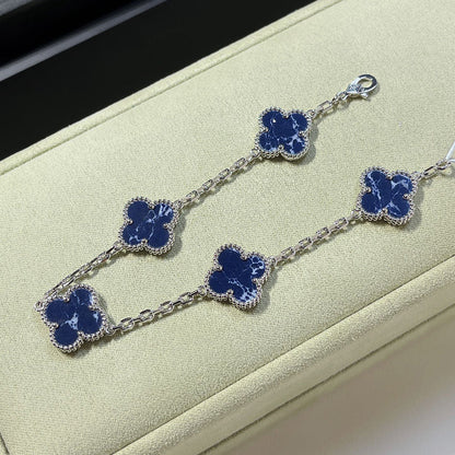 [Eternal Jewelry]CLOVER 5 MOTIF PIETERSITE SILVER BRACELET