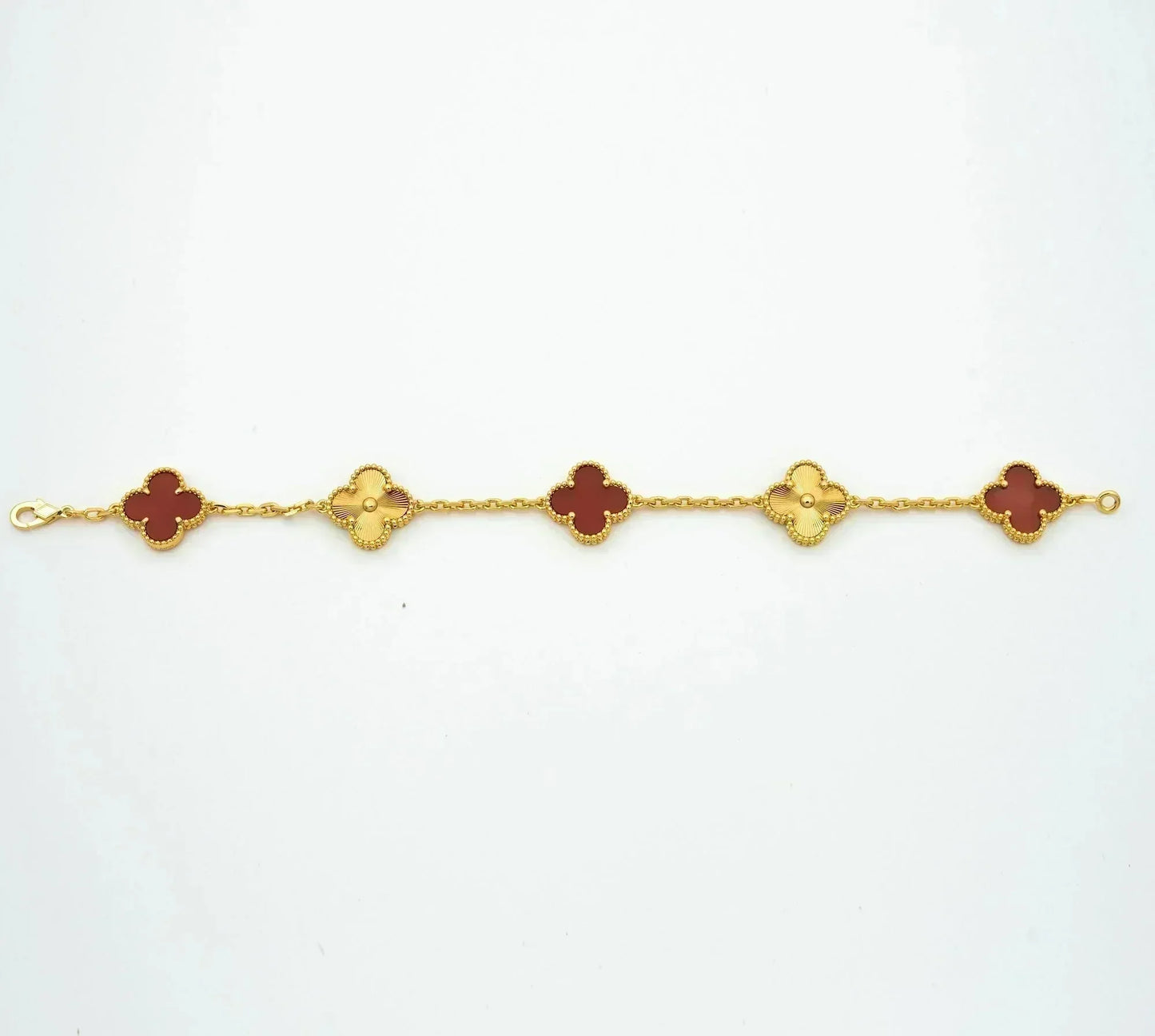 [Eternal Jewelry]CLOVER  5 MOTIFS CARNELIAN GOLD BRACELET