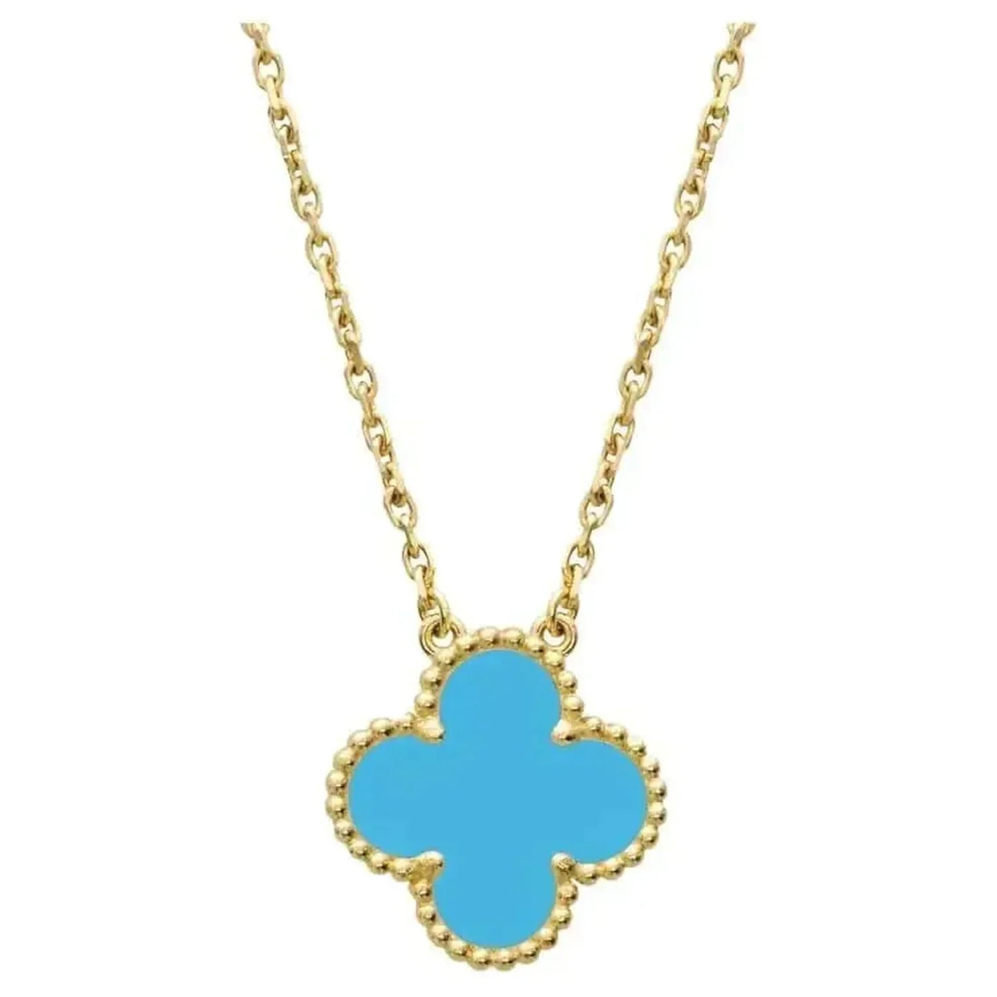 [Eternal Jewelry]CLOVER 15MM VINTAGE TURQUOISE NECKLACE