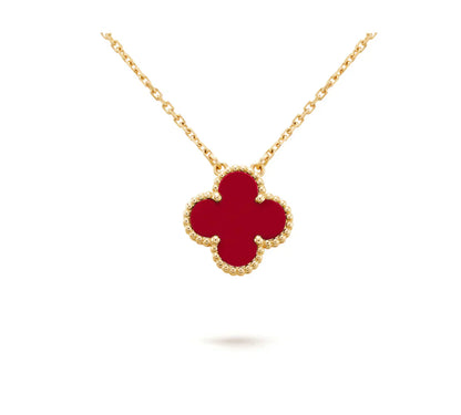 [Eternal Jewelry]CLOVER 15MM CARNELIAN SINGLE FLOWER NECKLACE