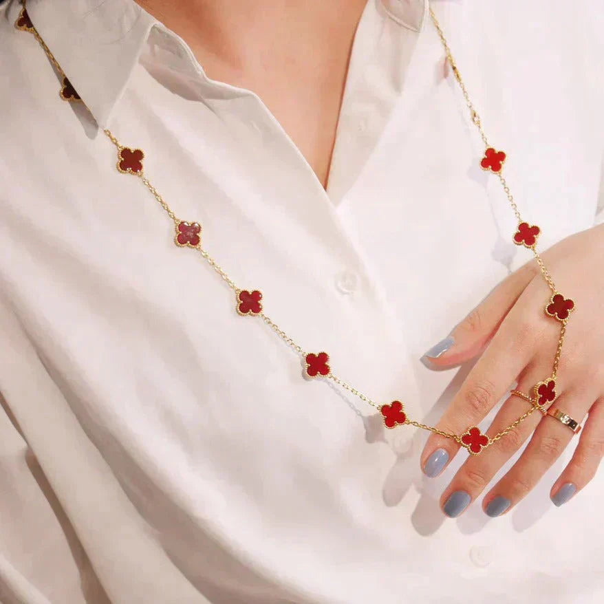 [Eternal Jewelry]CLOVER 20 MOTIFS CARNELIAN NECKLACE