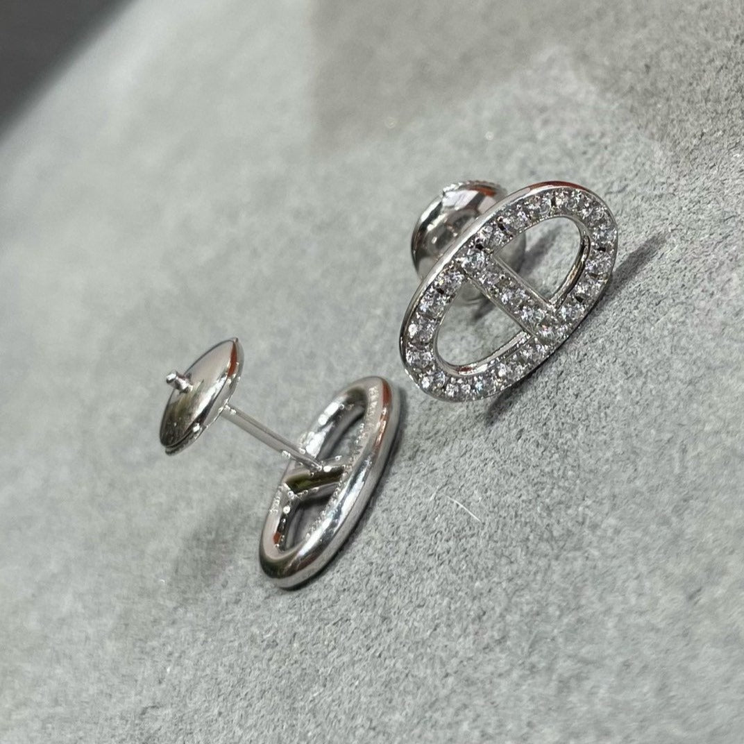 [Eternal Jewelry]HM FULL DIAMOND PIG NOSE STUD EARRINGS