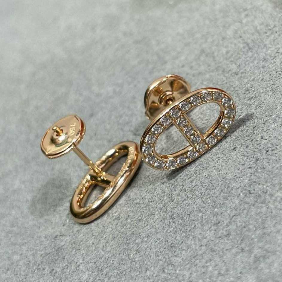[Eternal Jewelry]HM FULL DIAMOND PIG NOSE STUD EARRINGS