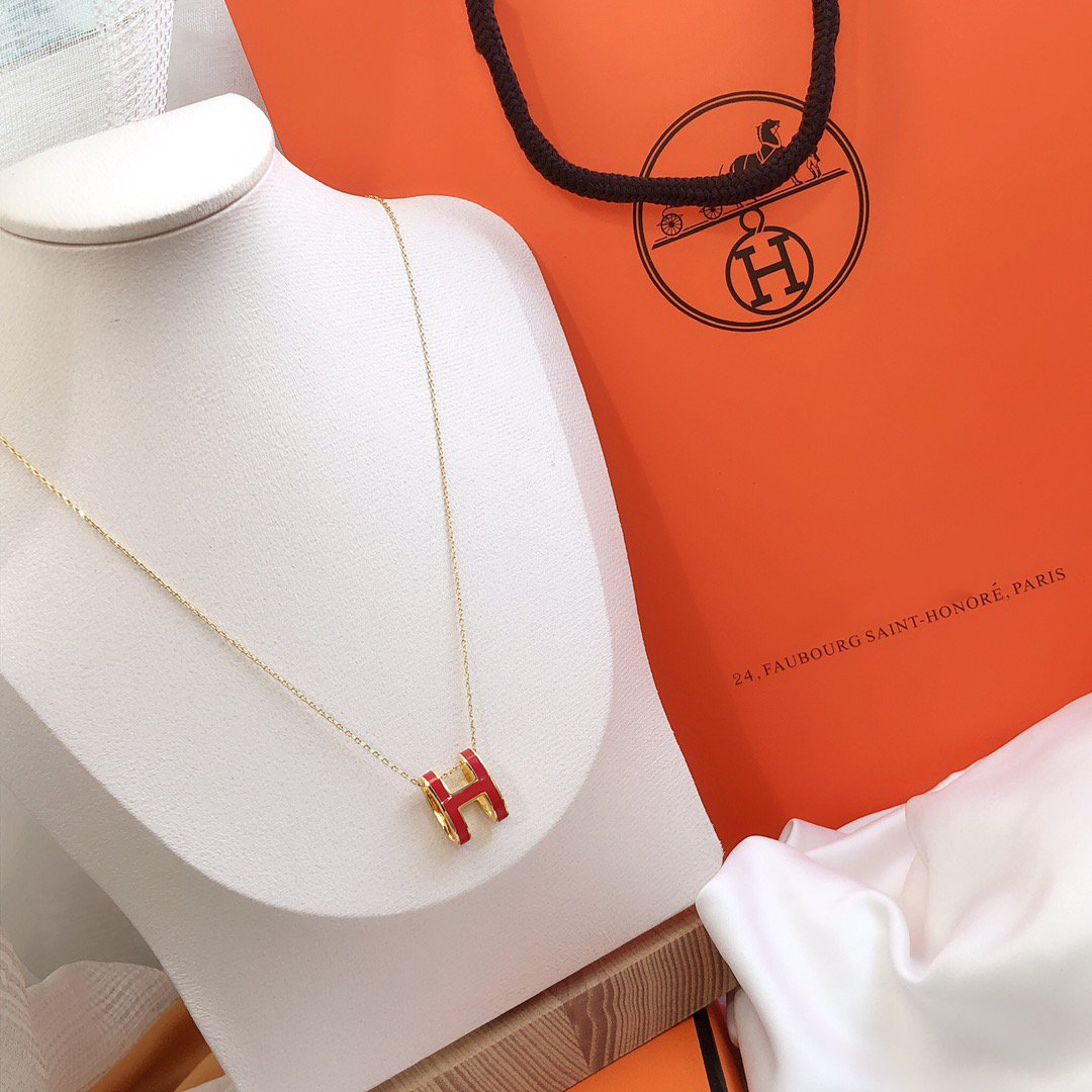 [Eternal Jewelry]HM CLIC RED ENAMEL GOLD NECKLACE