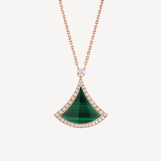 [Eternal Jewelry]DREAM MALACHITE DIAMOND PAVED PINK GOLD NECKLACE
