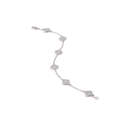 [Eternal Jewelry]CLOVER 6 MOTIF SILVER DIAMOND BRACELET