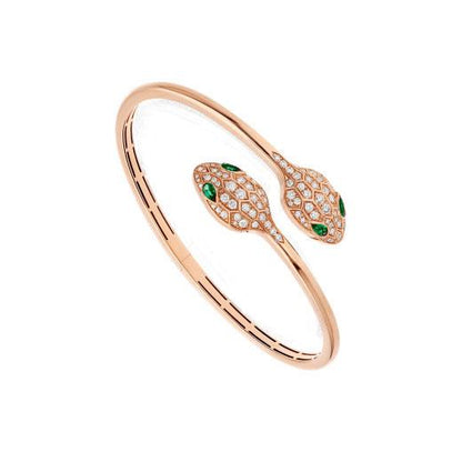 [Eternal Jewelry]SERPENTI BRACELET PINK GOLD MALACHITE DIAMOND DOUBLE SNAKE