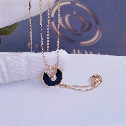 [Eternal Jewelry]AMULETTE ROSE GOLD ONYX NECKLACE