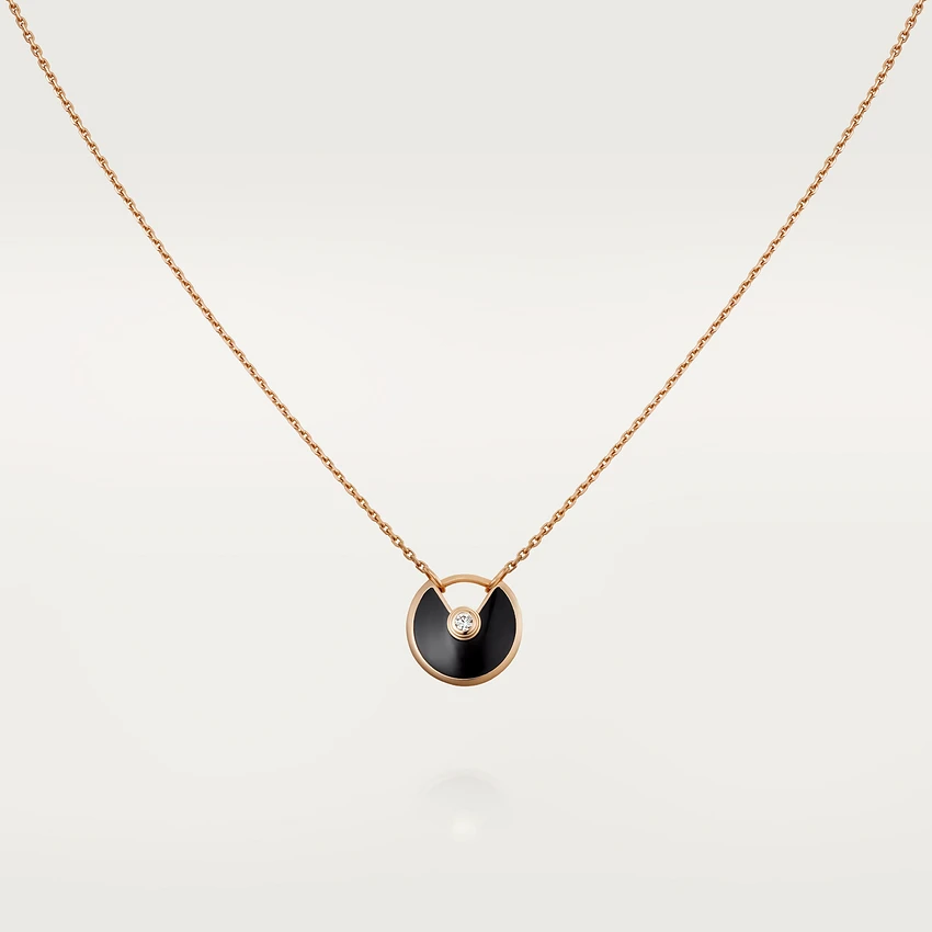 [Eternal Jewelry]AMULETTE ROSE GOLD ONYX NECKLACE