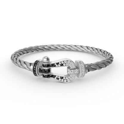 [Eternal Jewelry]FORCE LARGE HORSESHOE BLACK WHITE DIAMOND BRACELET SILVER