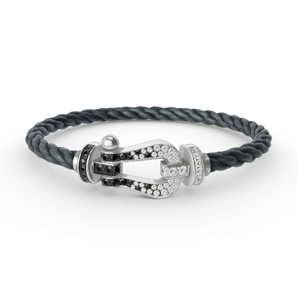[Eternal Jewelry]FORCE LARGE HORSESHOE BLACK WHITE DIAMOND BRACELET SILVER