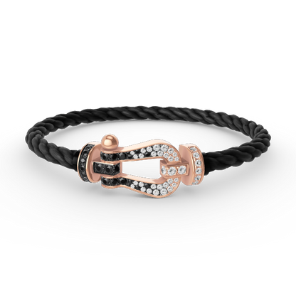 [Eternal Jewelry]FORCE LARGE HORSESHOE BLACK WHITE DIAMOND BRACELET ROSE GOLD