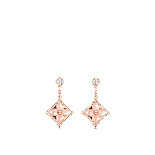 [Eternal Jewelry]DOUBLE STAR PINK GOLD MOP DROP EARRINGS