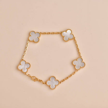 [Eternal Jewelry]CLOVER  5 MOTIF WHITE MOP BRACELET