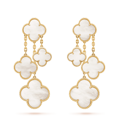 [Eternal Jewelry]CLOVER EARRINGS WHITE MOP 4 MOTIFS GOLD