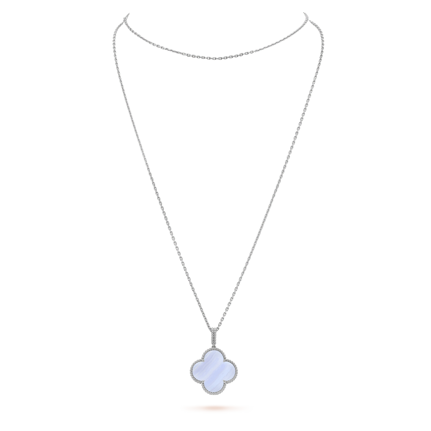 [Eternal Jewelry]CLOVER SILVER CHALCEDONY BIG CLOVER NECKLACE