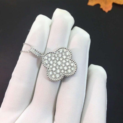 [Eternal Jewelry]CLOVER 25MM SILVER FULL DIAMOND BIG CLOVER NECKLACE