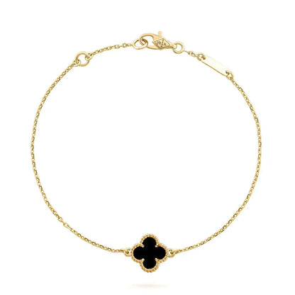 [Eternal Jewelry]CLOVER ONYX SINGLE FLOWER BRACELET