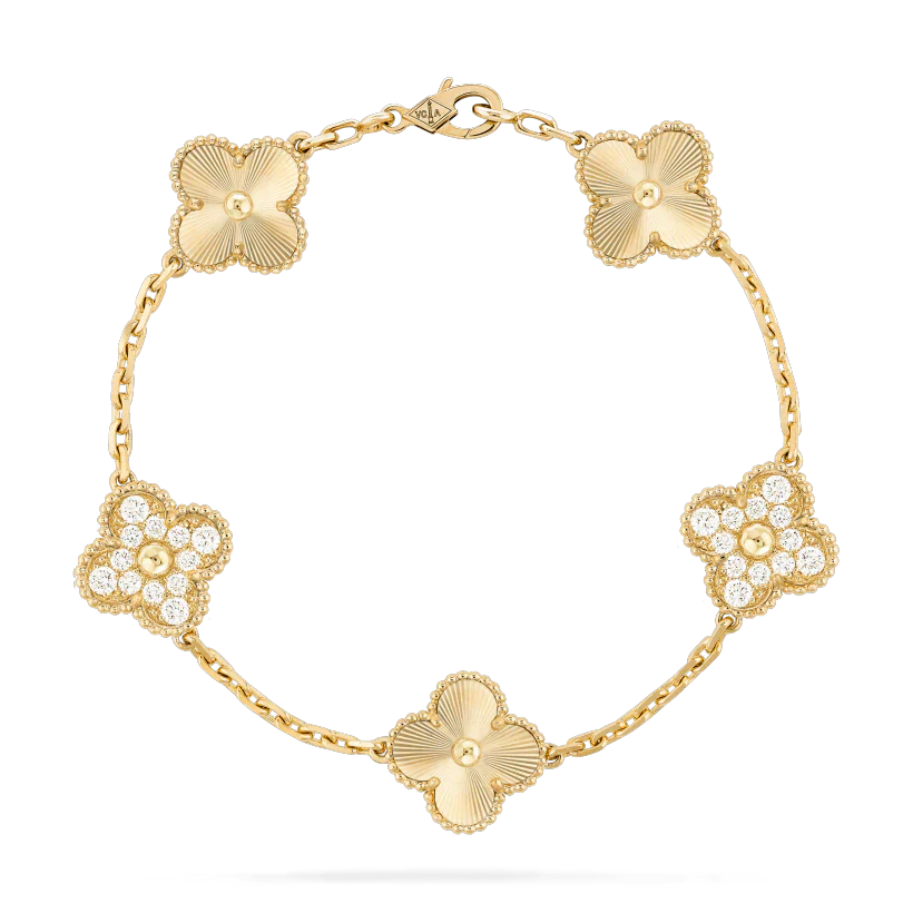 [Eternal Jewelry]CLOVER BRACELET 5 MOTIFS GOLD DIAMOND