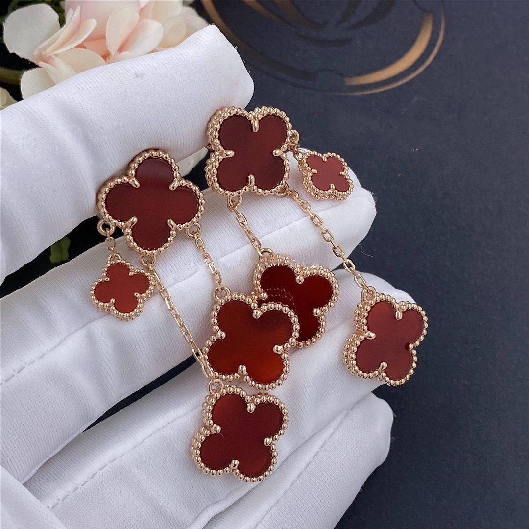 [Eternal Jewelry]CLOVER EARRINGS CARNELIAN 4 MOTIFS PINK GOLD
