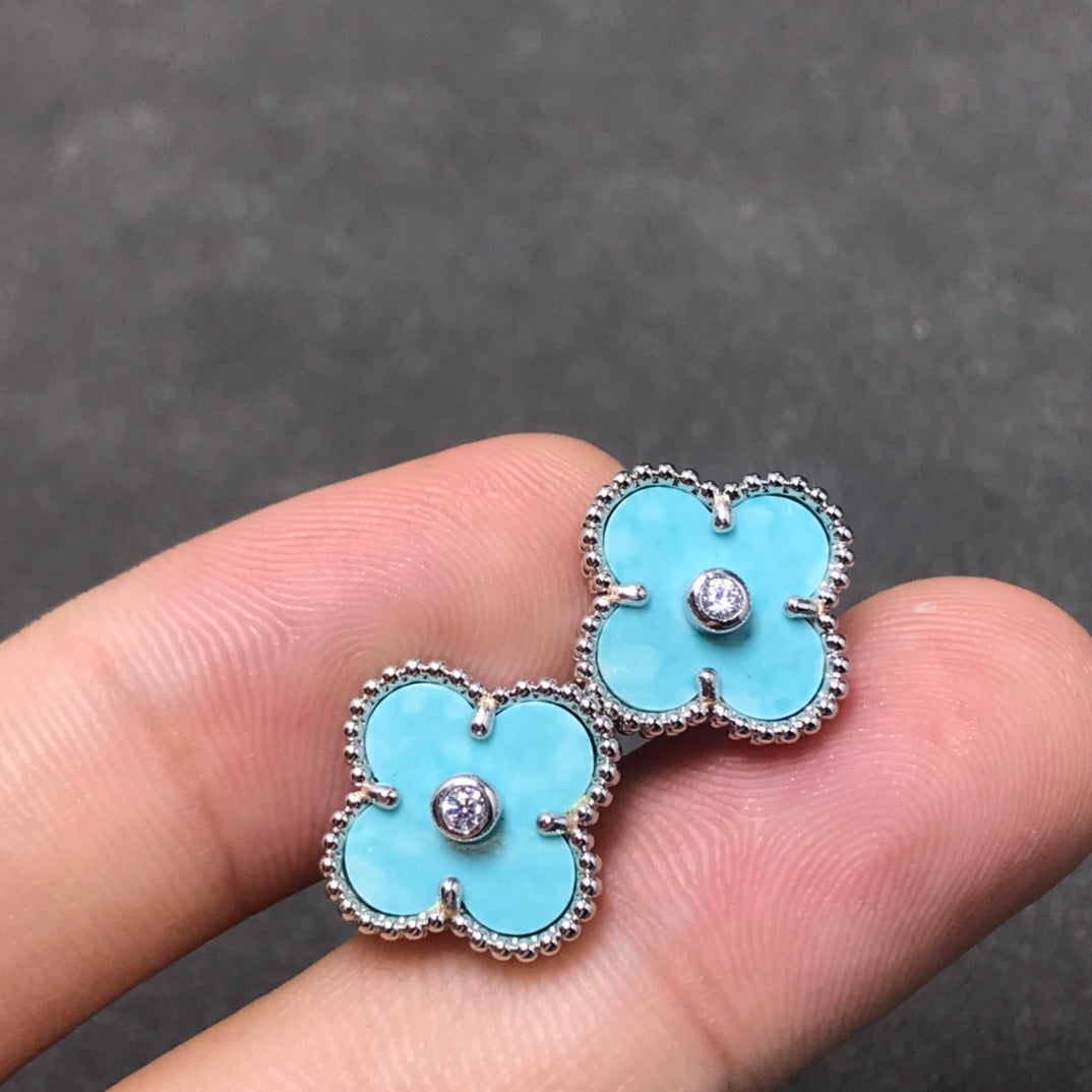 [Eternal Jewelry]CLOVER 1 DIAMOND BLUE SKY SILVER EARRINGS