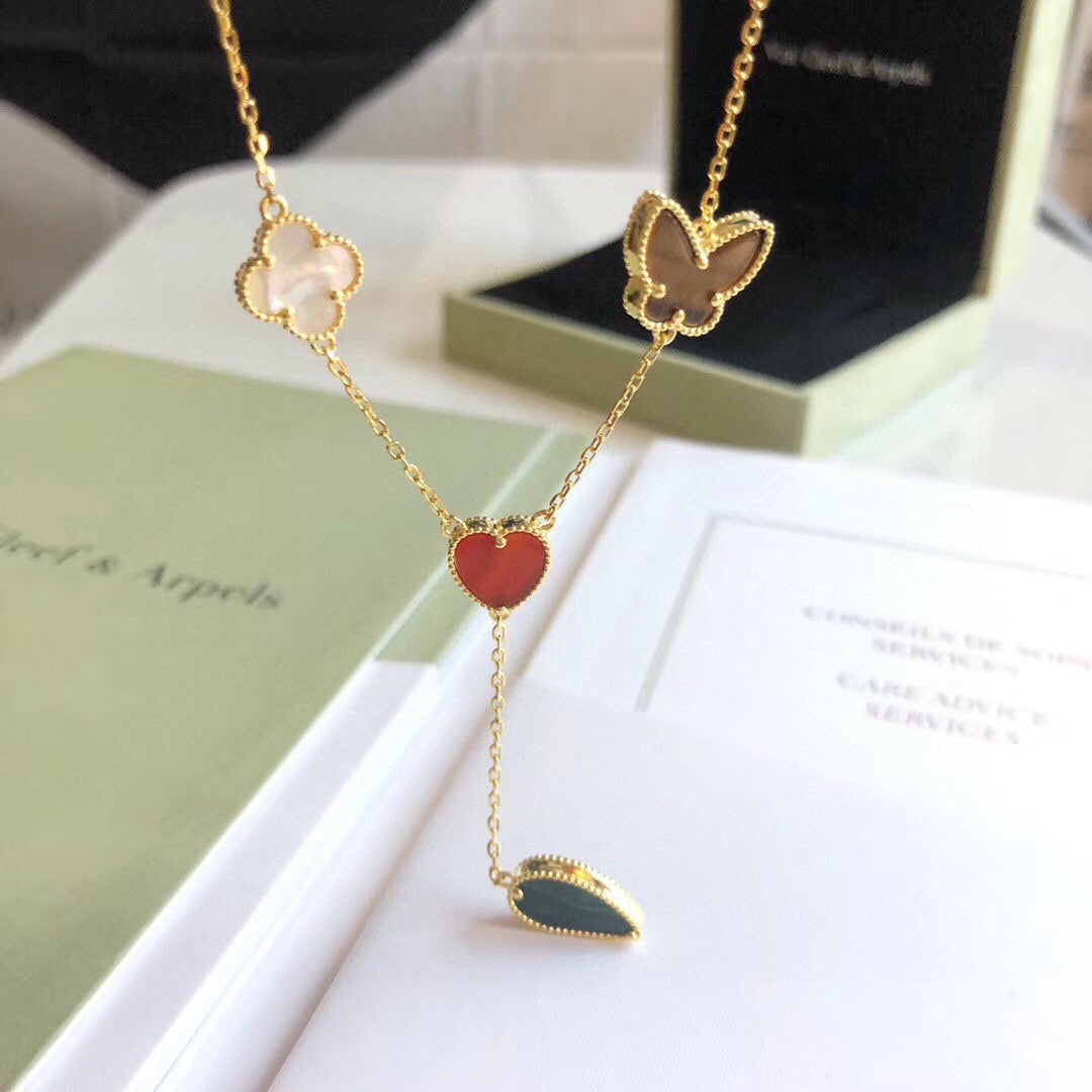 [Eternal Jewelry]LUCKY SPRING 4 MOTIFS ROSE GOLD NECKLACE