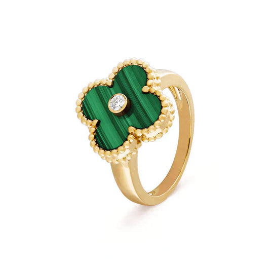 [Eternal Jewelry]CLOVER MALACHITE RING GOLD DIAMOND
