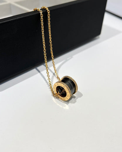 [Eternal Jewelry]ZERO 1 BLACK CERAMIC DIAMOND PINK GOLD NECKLACE